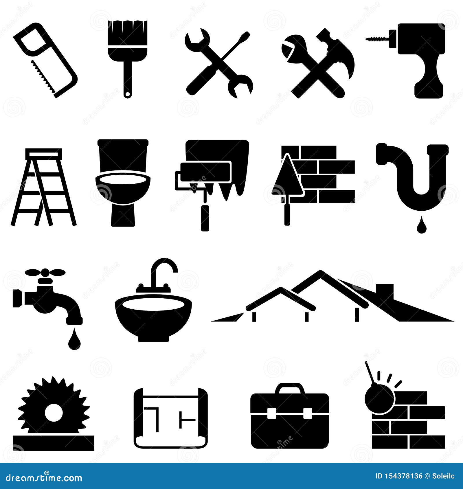 home improvement and renovation icon set