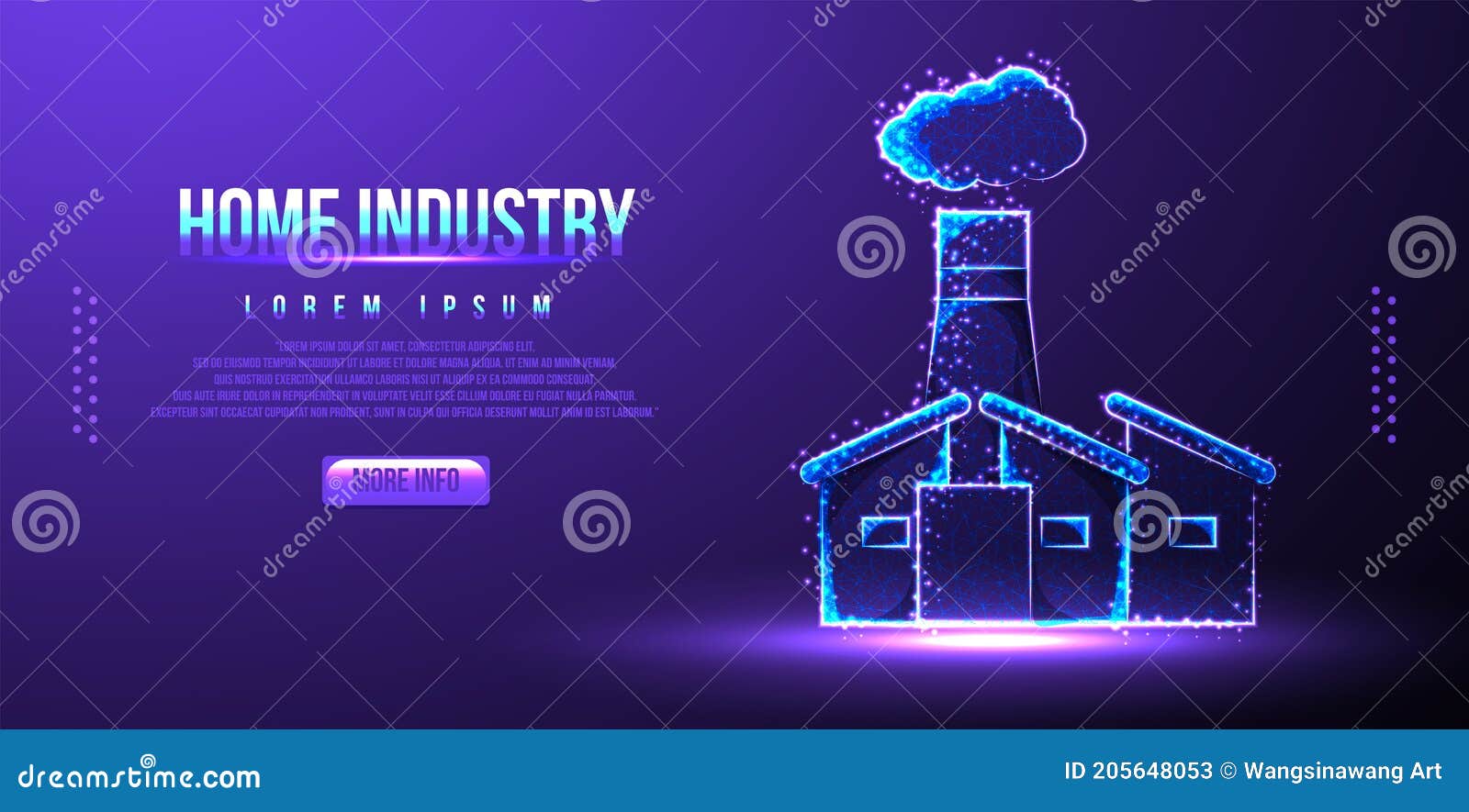 Home Industry, Company Building, Low Poly Wireframe Vector Illustration