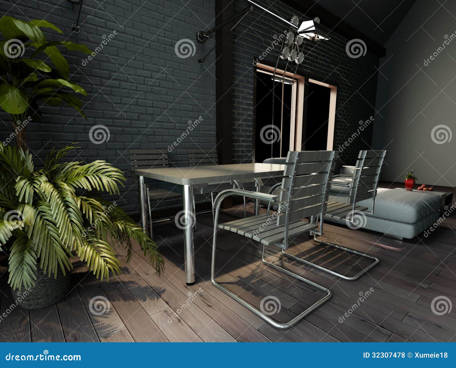 Home interior 3d rendering stock illustration. Illustration of