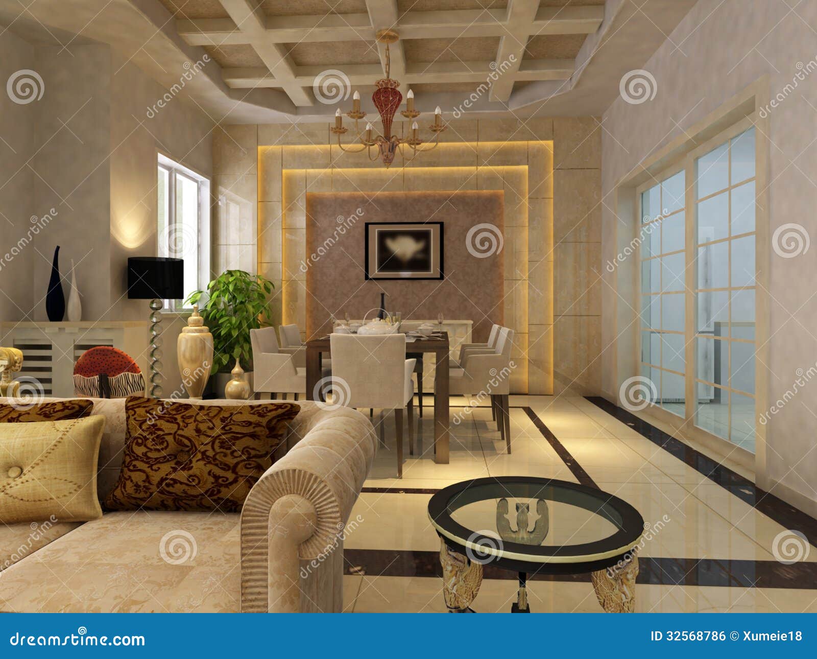 Home interior 3d rendering stock illustration. Illustration of