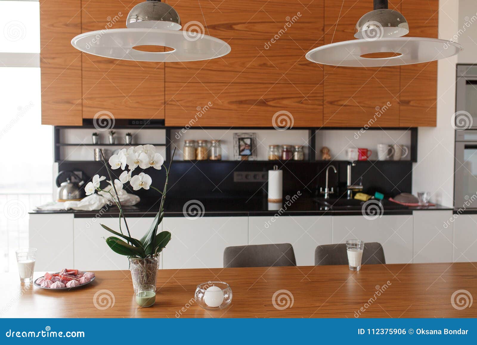 Home Interior With Open Plan Kitchen Lounge And Dining Area