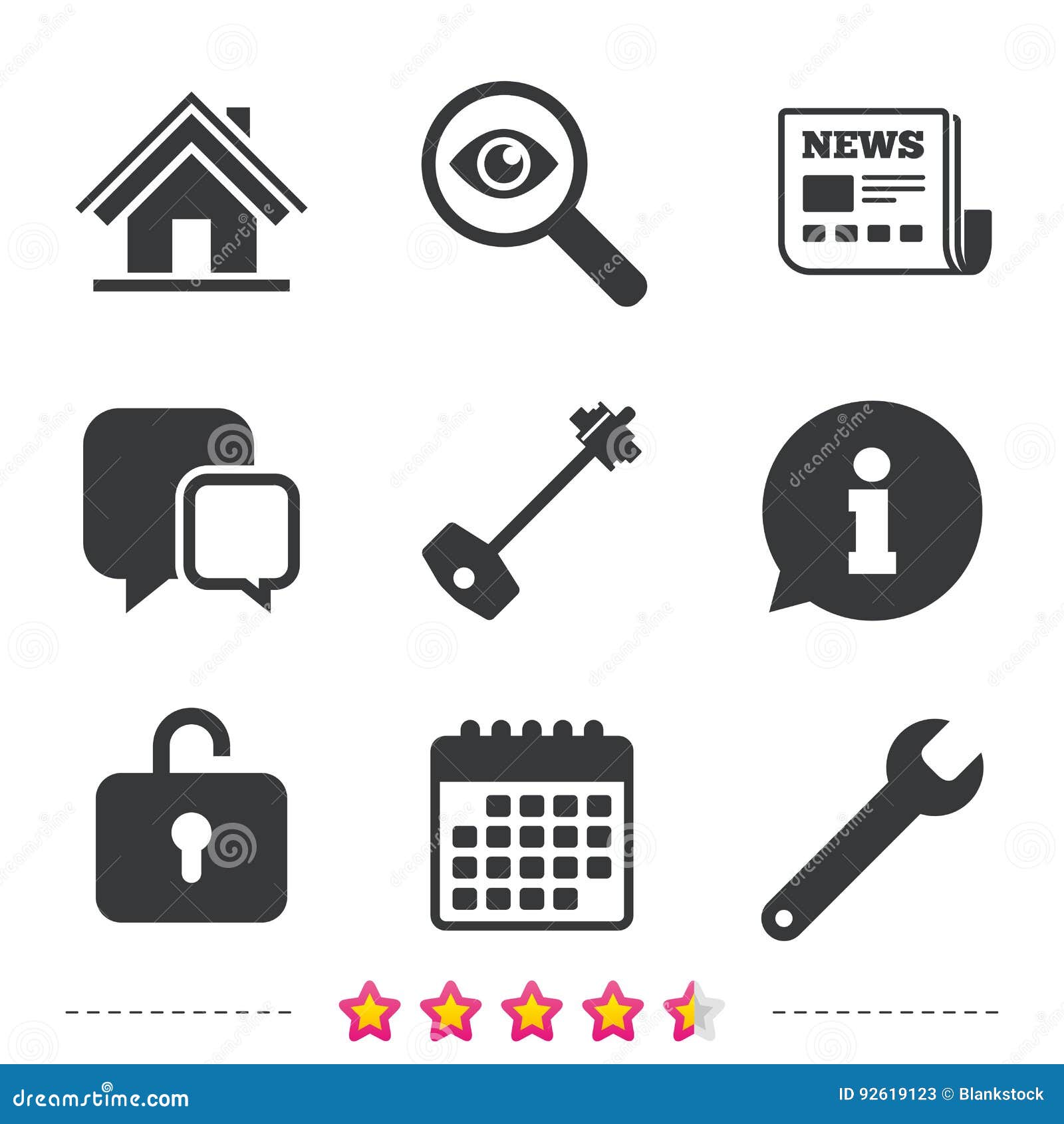 home key icon. wrench service tool .