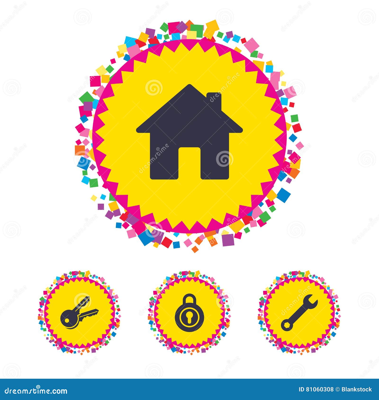 home key icon. wrench service tool .