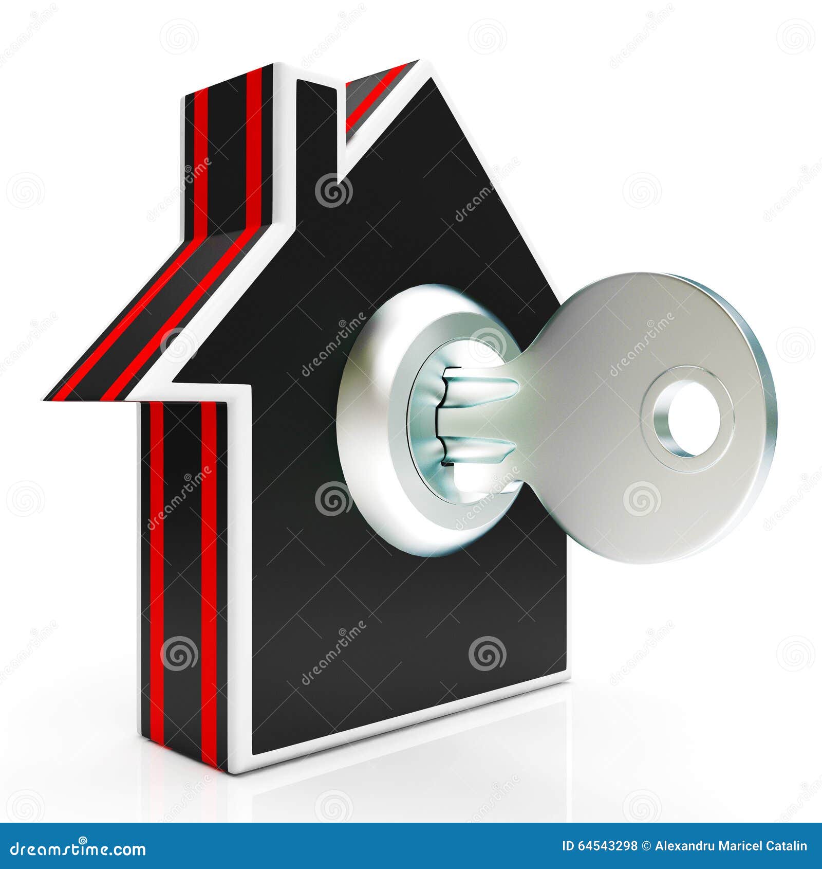 Home and Key Shows House Secure or Locked Stock Photo Image of