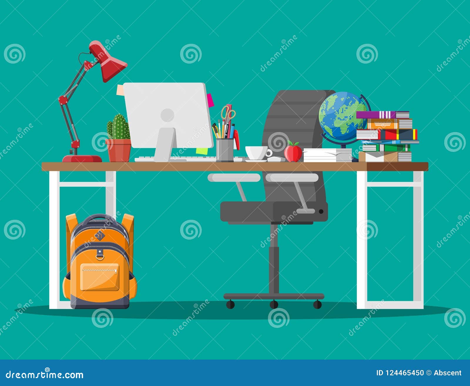 Home Kids Table Kid For Learning And Study Stock Vector