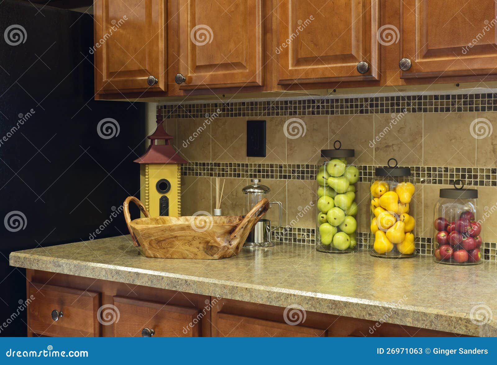 Home Kitchen Counter with Fruit Jars Stock Image Image of inside, pears 26971063