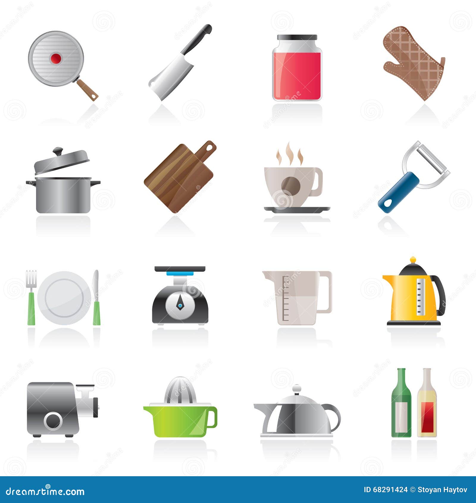 Home Kitchen  Equipment  Icons Stock Vector Illustration 