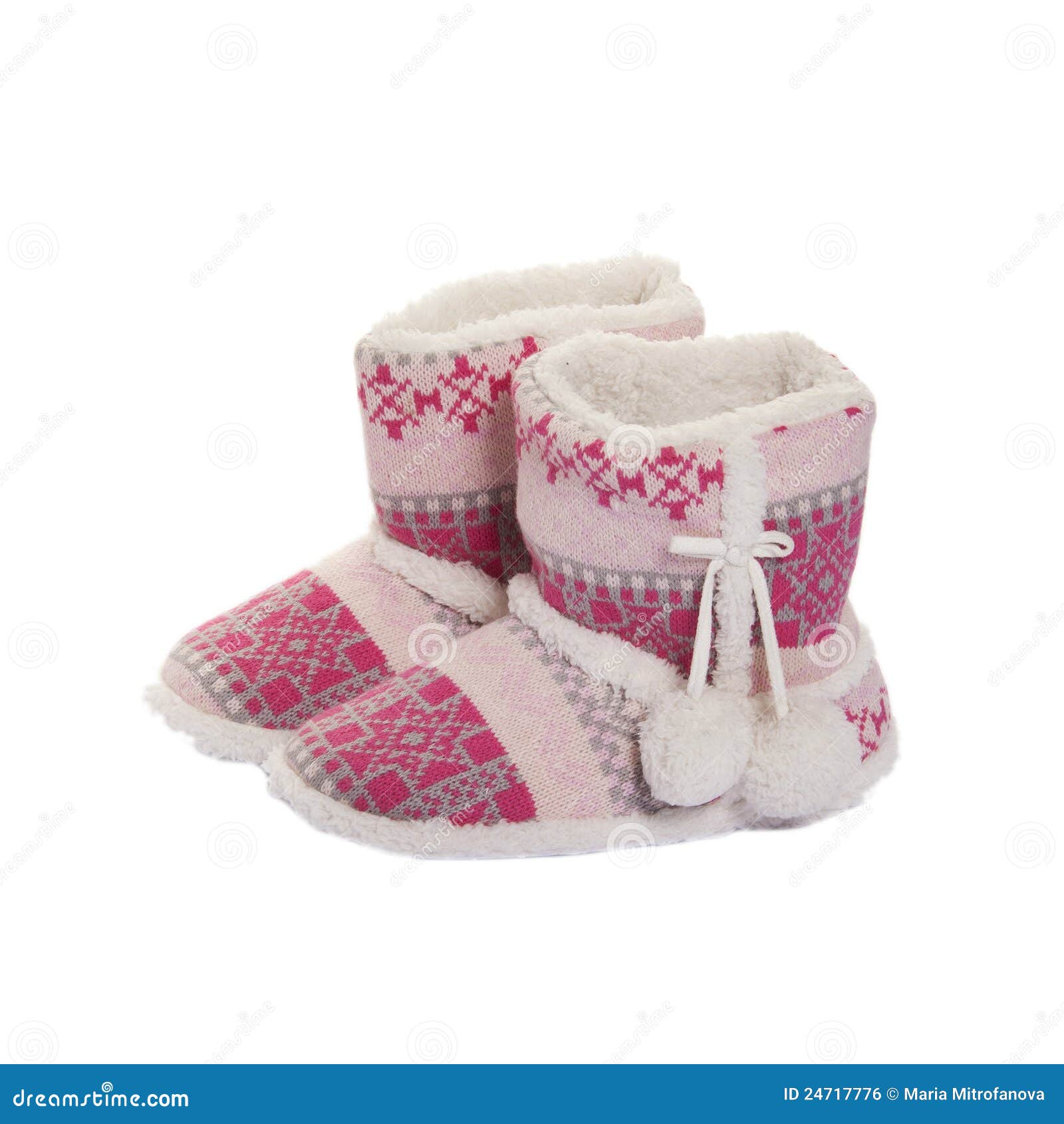 Home knitted ugg boots stock photo 