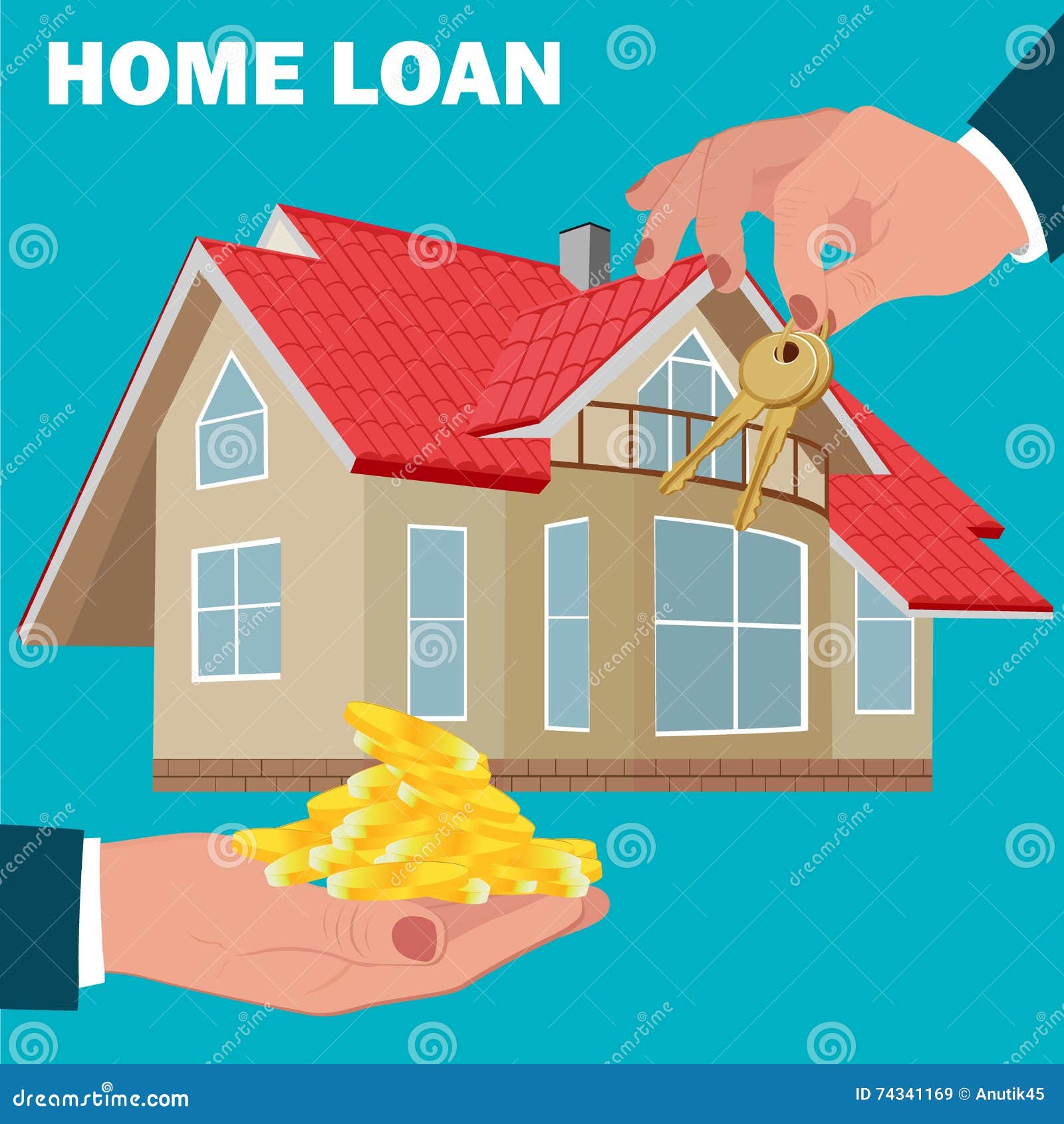 Home Loan Concept, Mortgage, Flat Design, Vector Illustration Stock