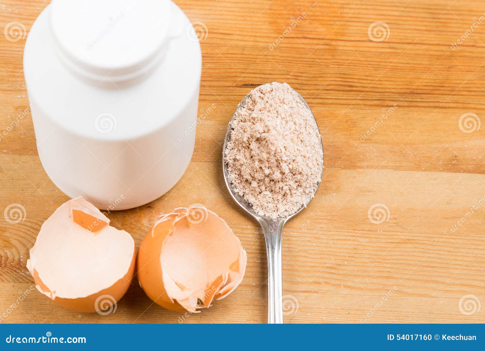 Homemade Calcium Supplement from Grounded Egg Shells Stock Photo