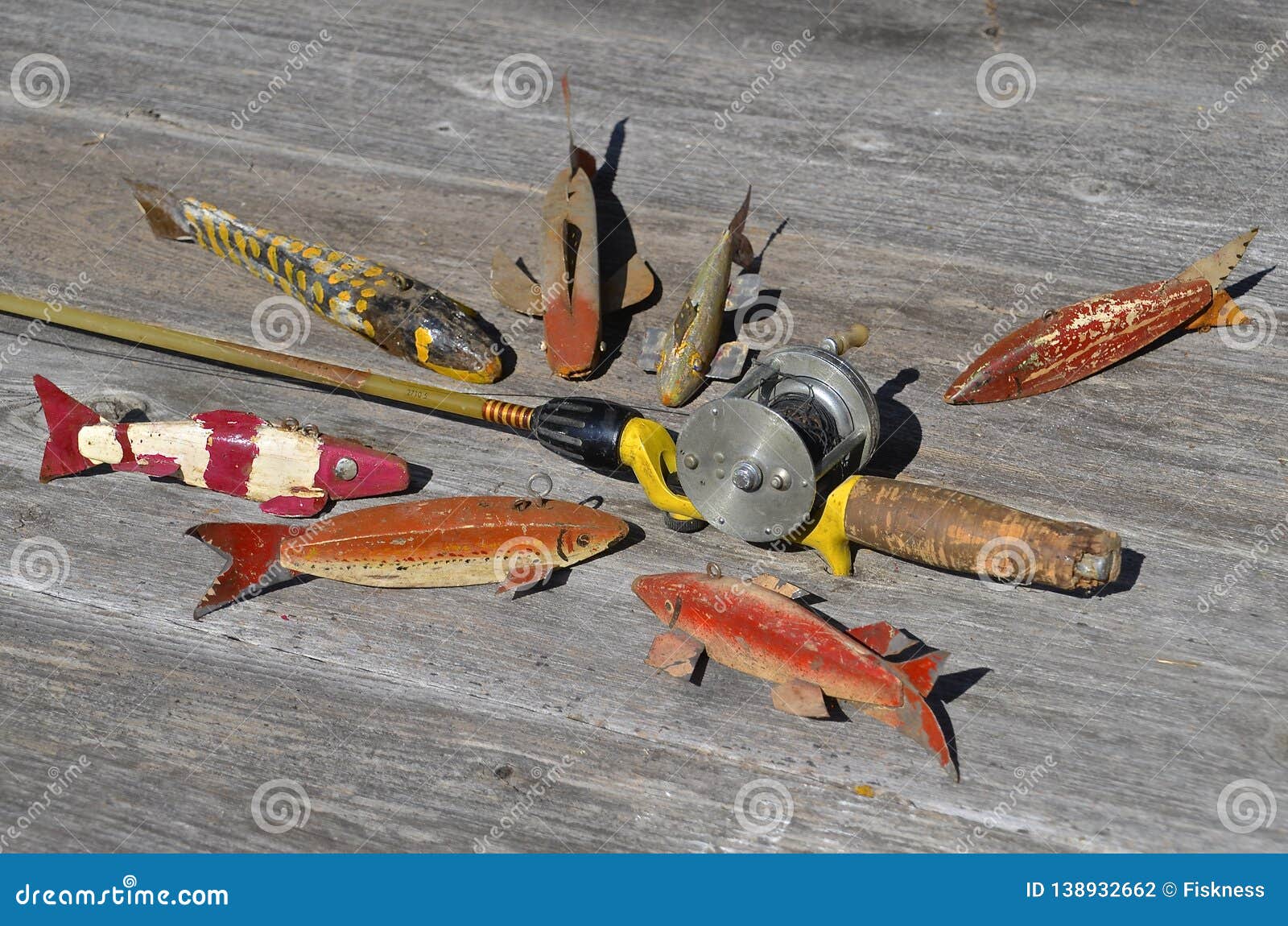 Home made fishing lures stock photo. Image of retro - 138932662