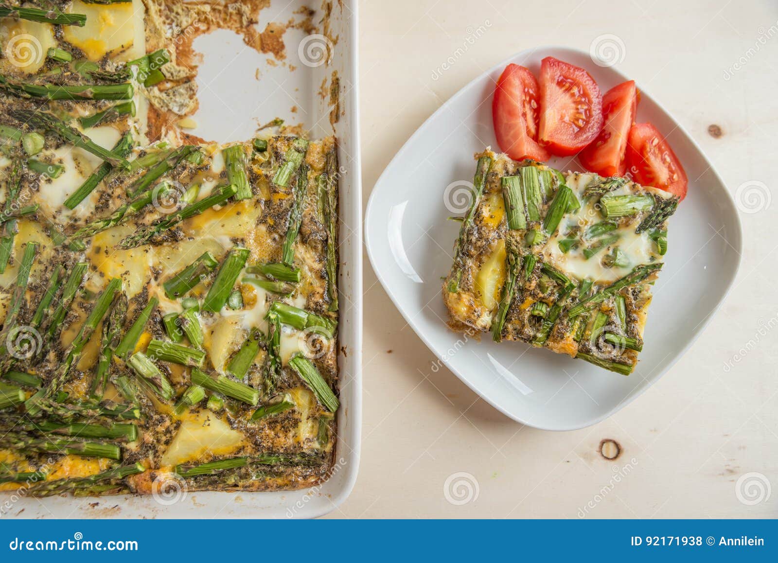 Home Made Frittata with Green Asparagus Stock Photo Image of brunch