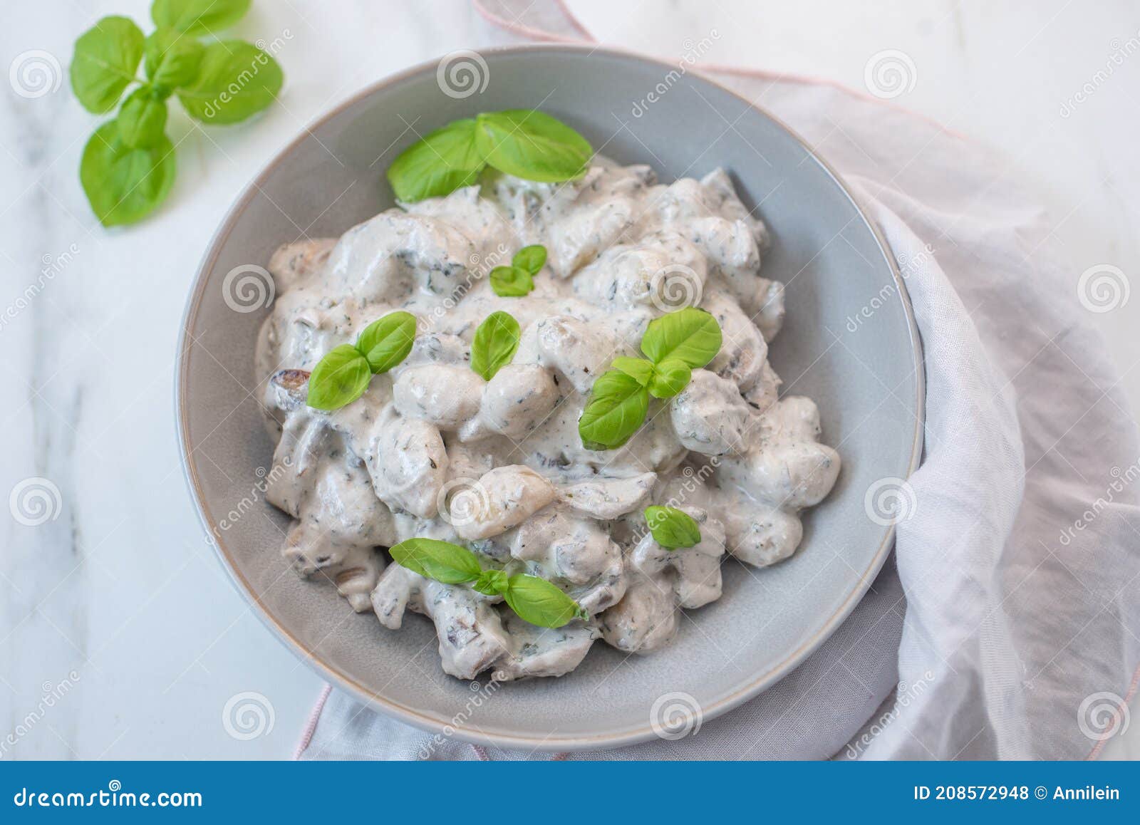 Home Made Gnocchi with Mushrooms and Arugula Stock Photo Image of flat, meal 208572948