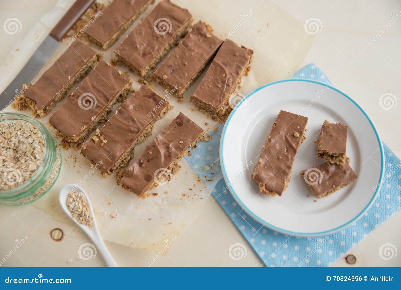 Home Made Healthy Chocolate Granola Bars Stock Photo Image of