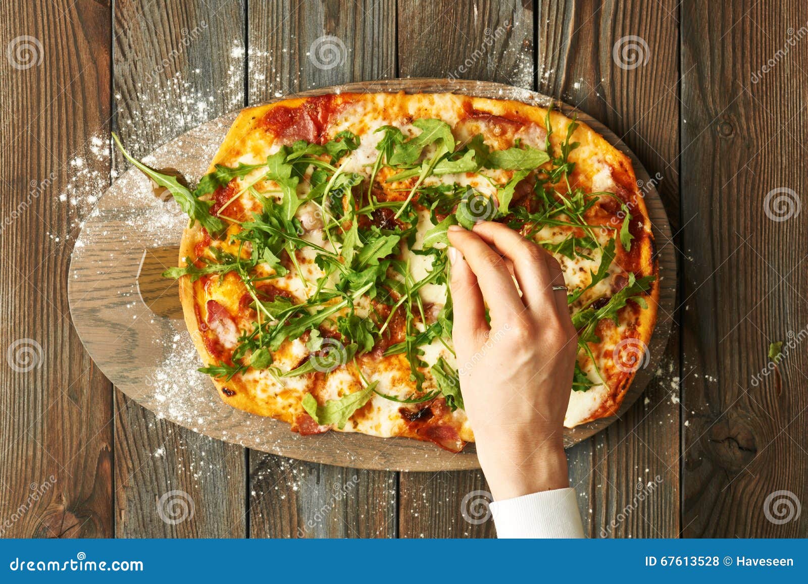 Home Made Pizza on Wooden Table Stock Photo - Image of baked, kitchen ...