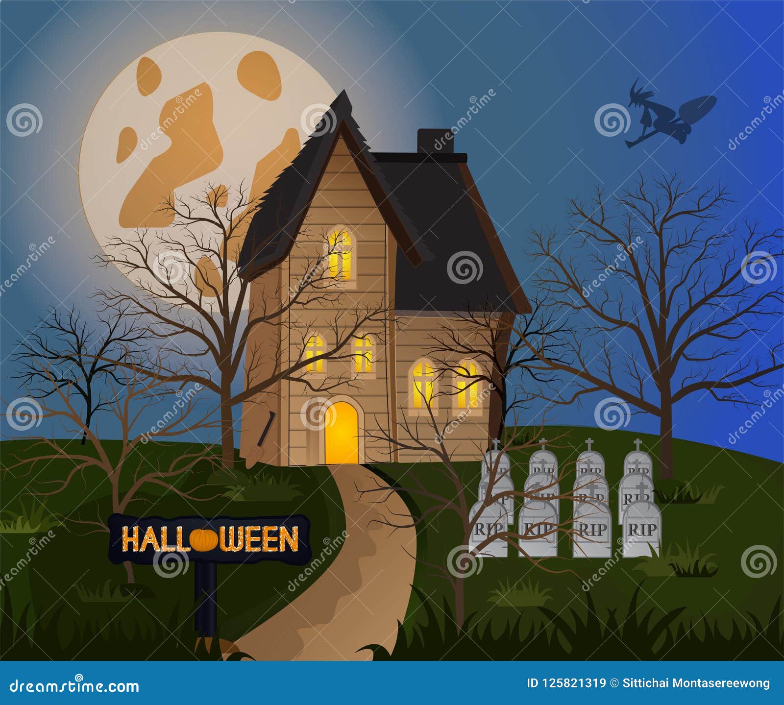 Home of the Mysterious Witch Living in the Wild Stock Vector ...