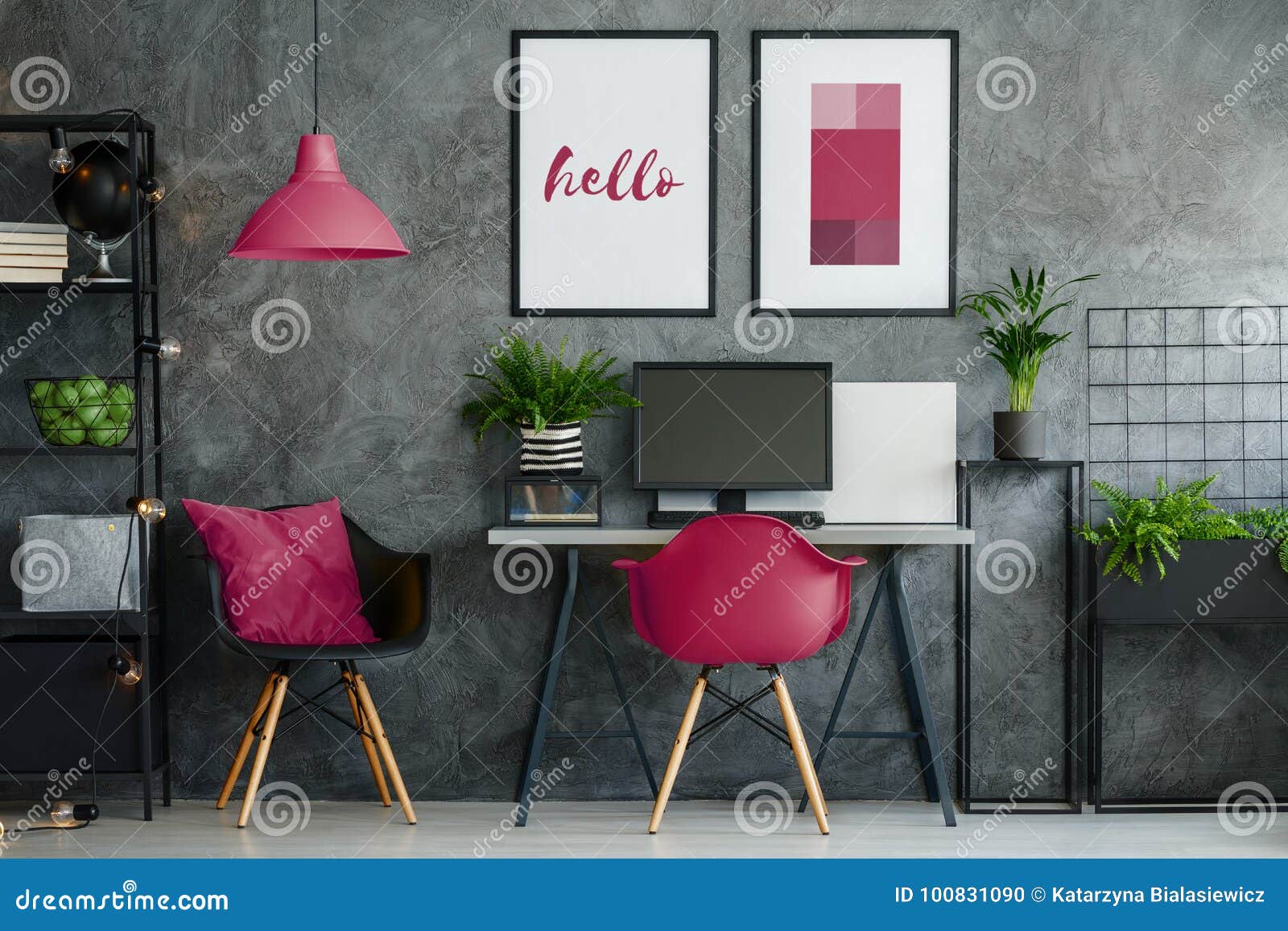 Home Office With Cherry Chair Stock Photo Image Of Furniture