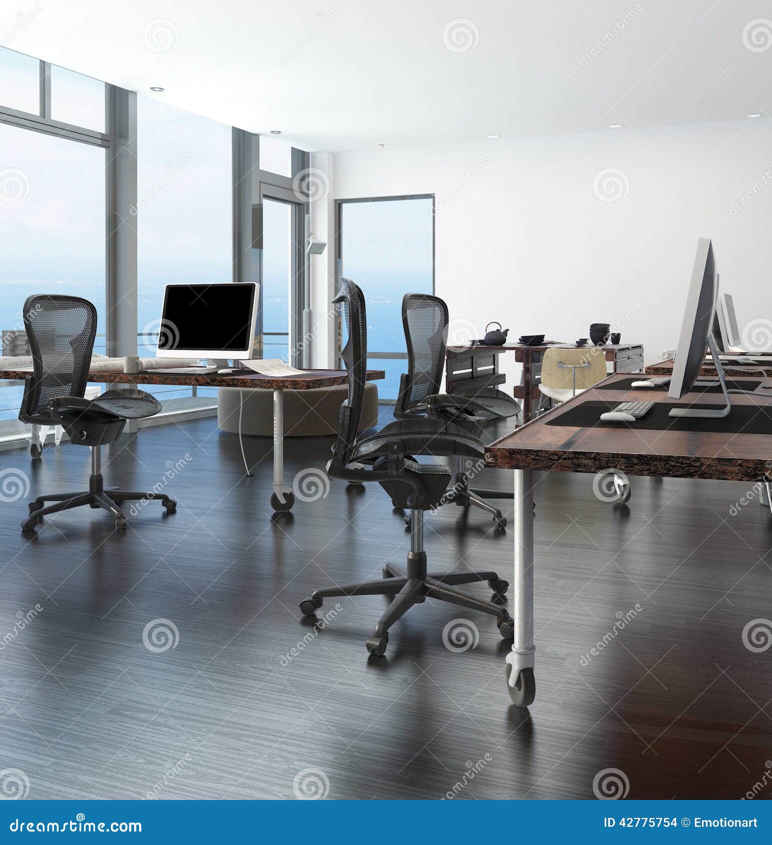 Home Office In A Coastal Apartment Stock Illustration