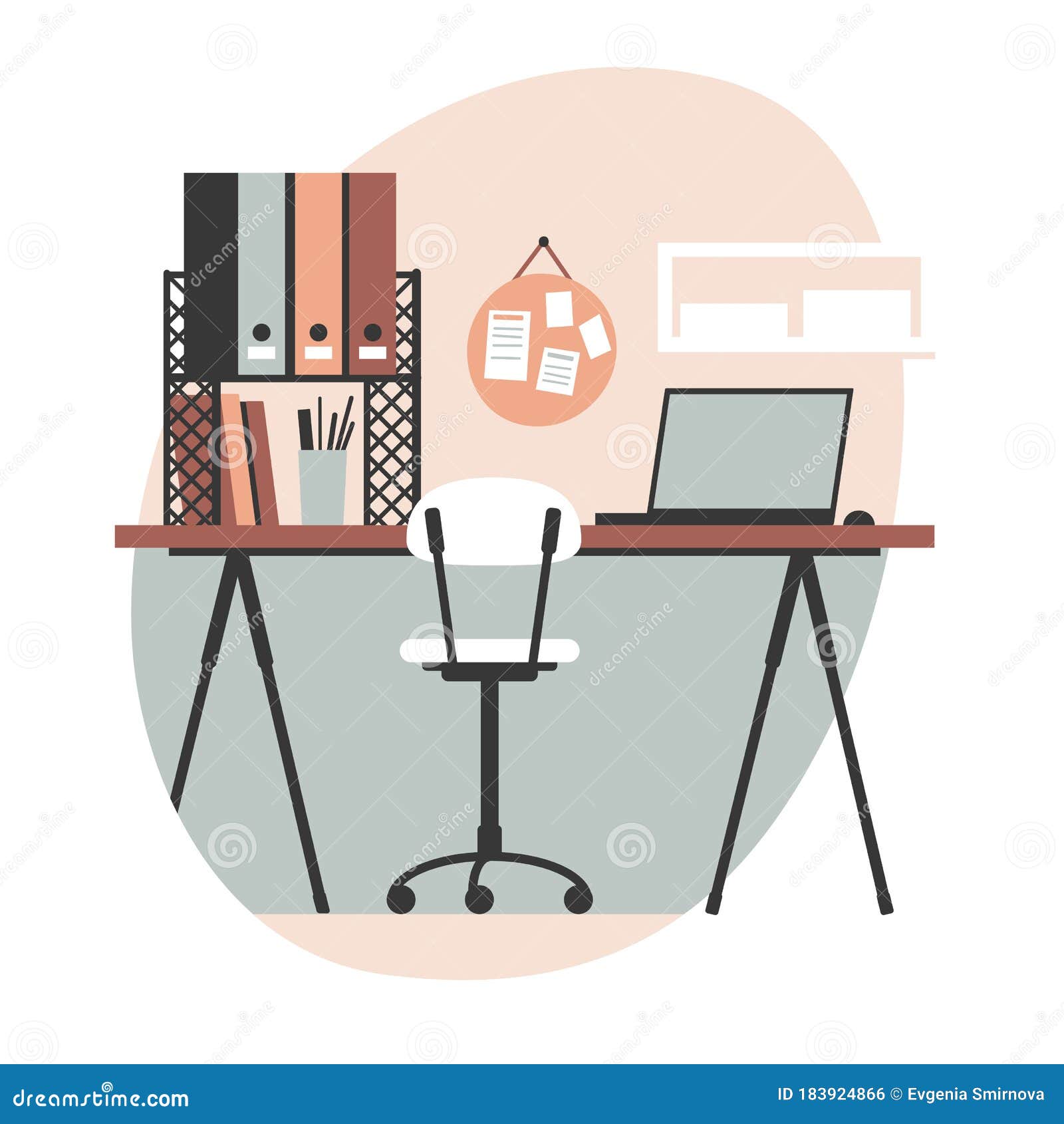 Home Office. Cozy Workplace of Female Freelancer Graphic Designer. Modern  Flat Vector Illustration. Stock Vector - Illustration of designer, laptop:  183924866