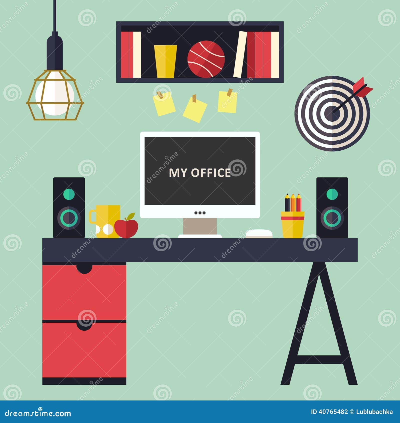 Download Home Office Flat Interior Vector Illustration Stock Vector ...