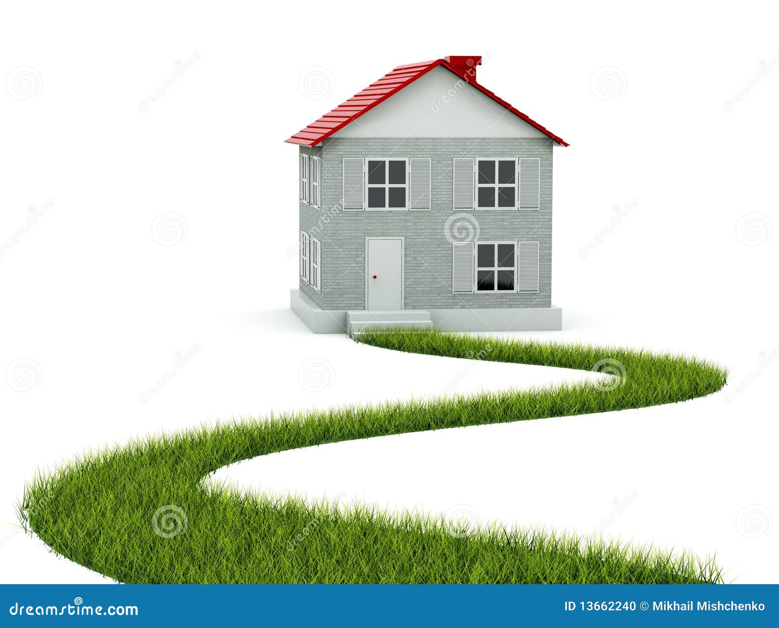 Home with path from grass stock illustration. Illustration of estate