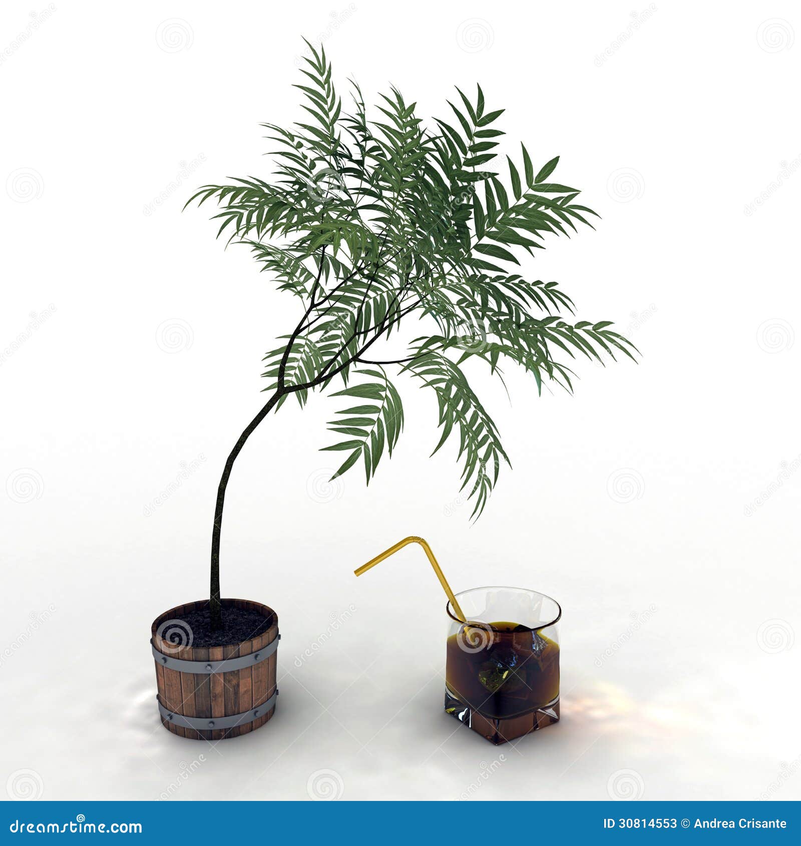 Home Plant Drinking Whiskey Stock Illustration Illustration of