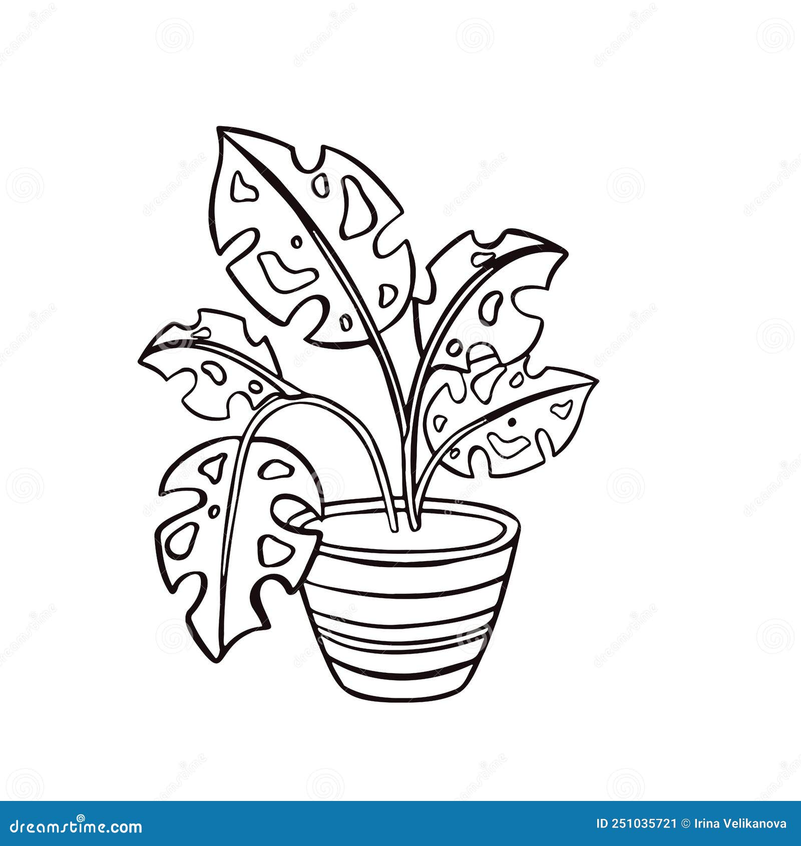 Home Plant for Interior Outline Illustration Stock Vector ...