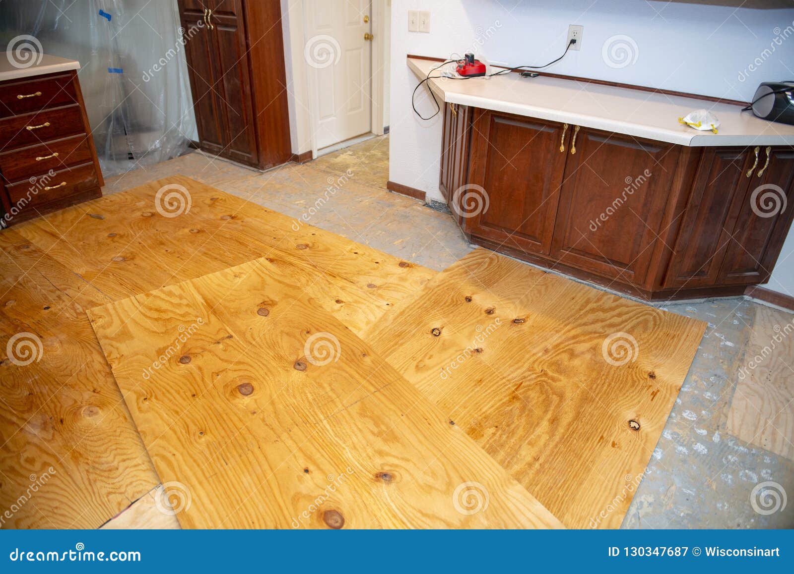 Home Remodeling Kitchen Floor Flooring Stock Image Image Of