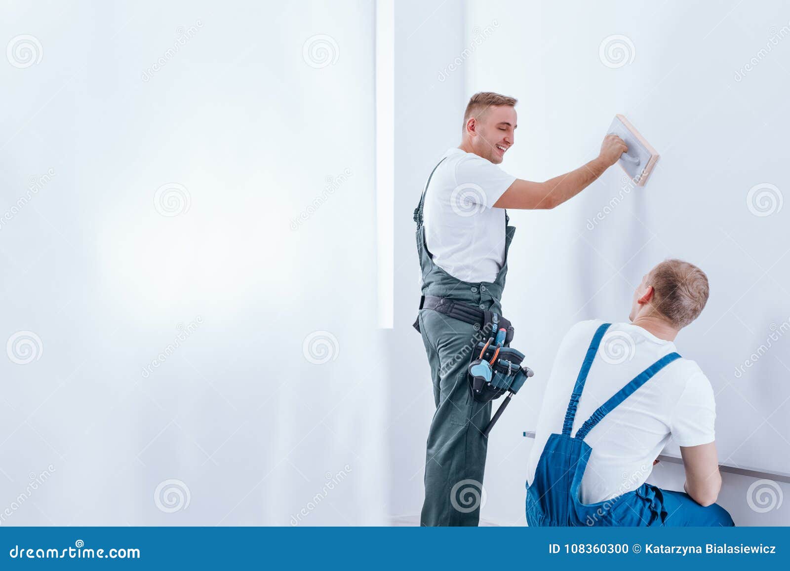 Home Renovation Crew Preparing Wall Stock Photo Image Of