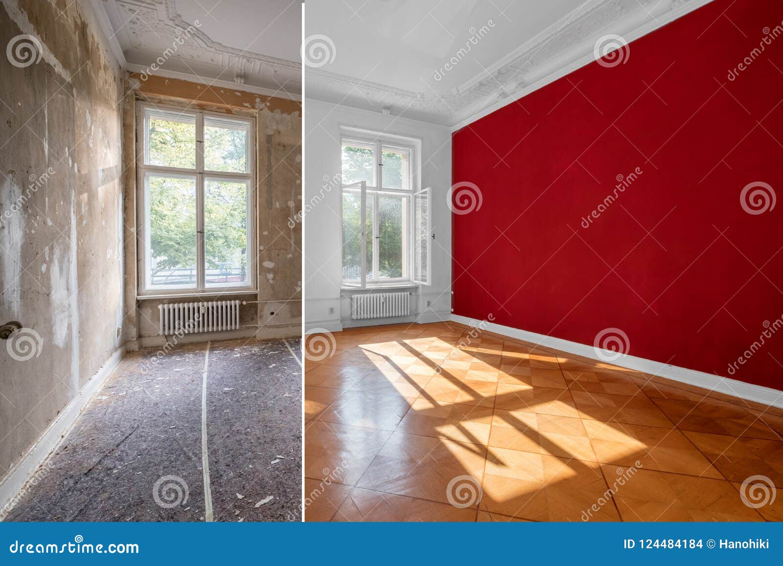 home renovation - old apartment room during restoration or refurbishment