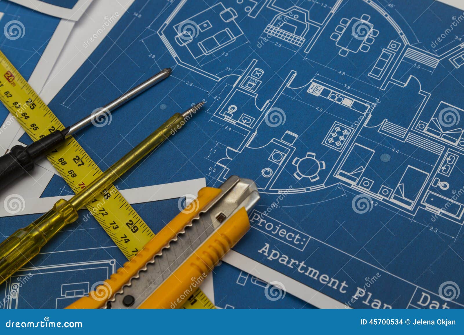 Home Renovation Plan stock photo. Image of pliers, architectural 45700534