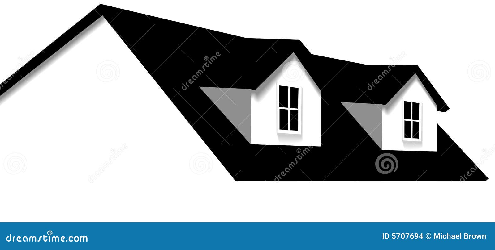 Home Roof House 2 Dormer Windows Stock Vector Illustration