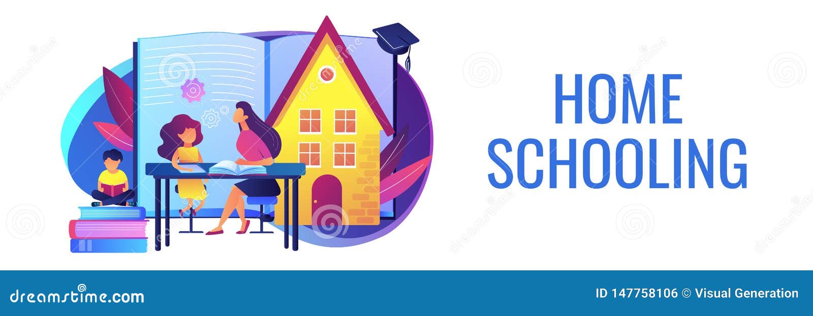 home schooling concept banner header.
