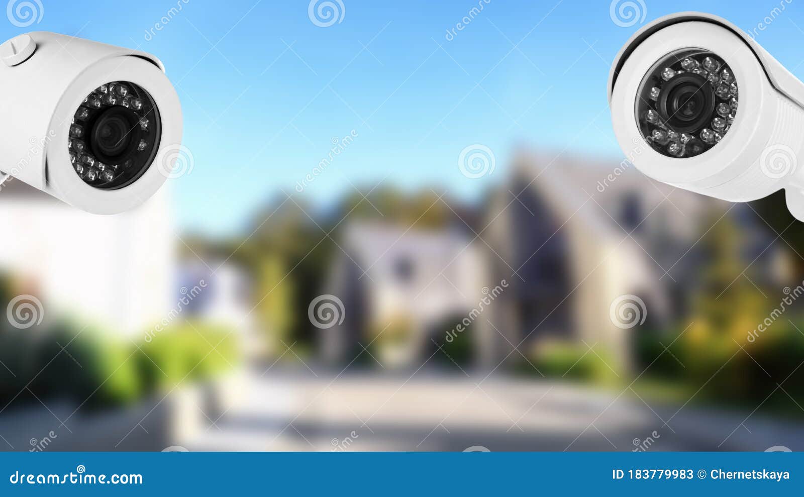 security system. house under cctv cameras surveillance