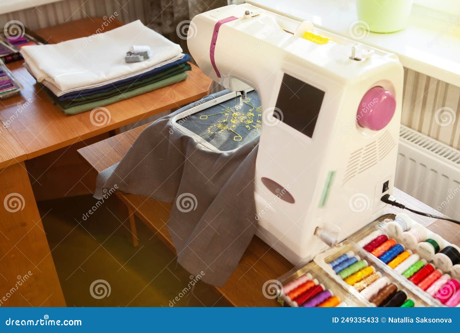 Home Sewing Workplace, with a Modern Embroidery Machine