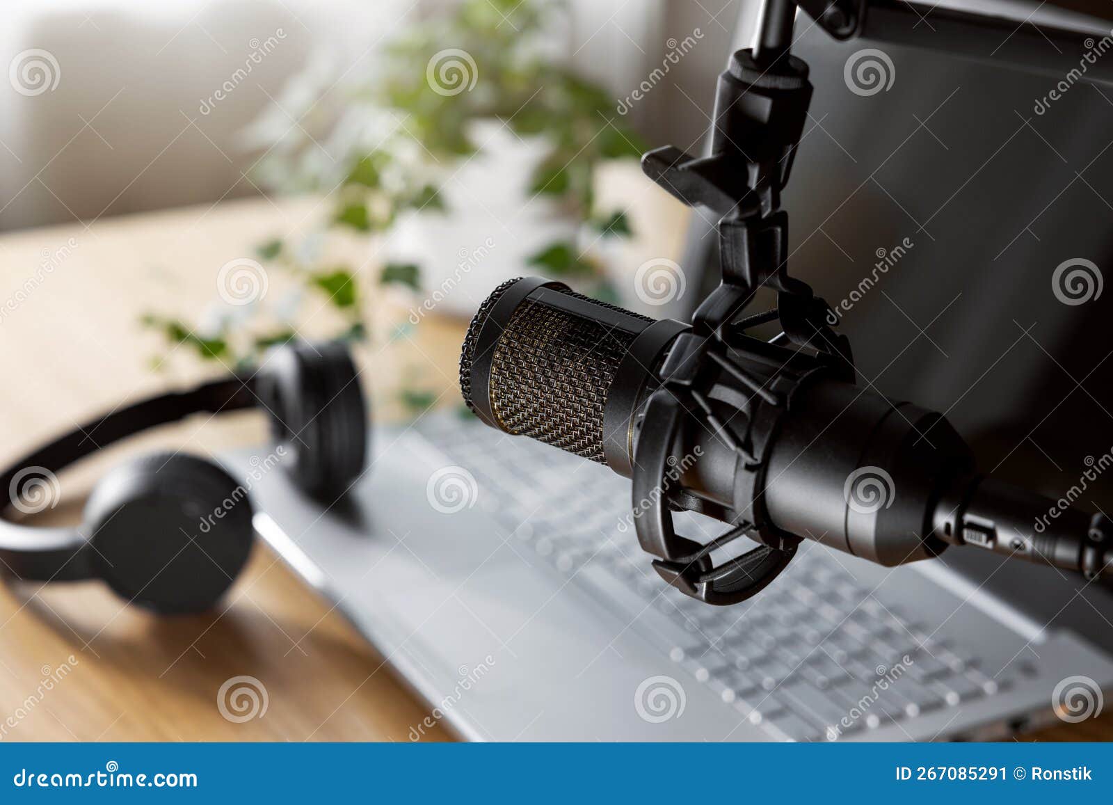 Home Studio for Podcast Recording, Radio Broadcasting. Workplace of