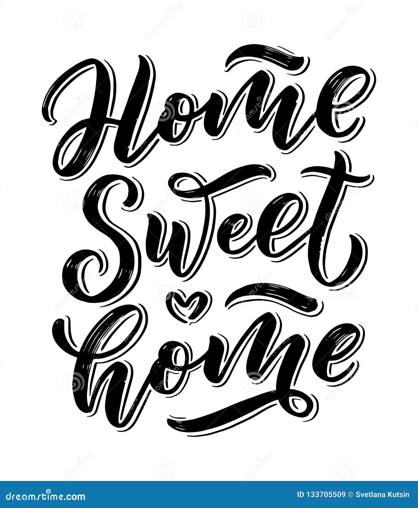 Phrase Home is where you are. Hand drawn lettering in shape of