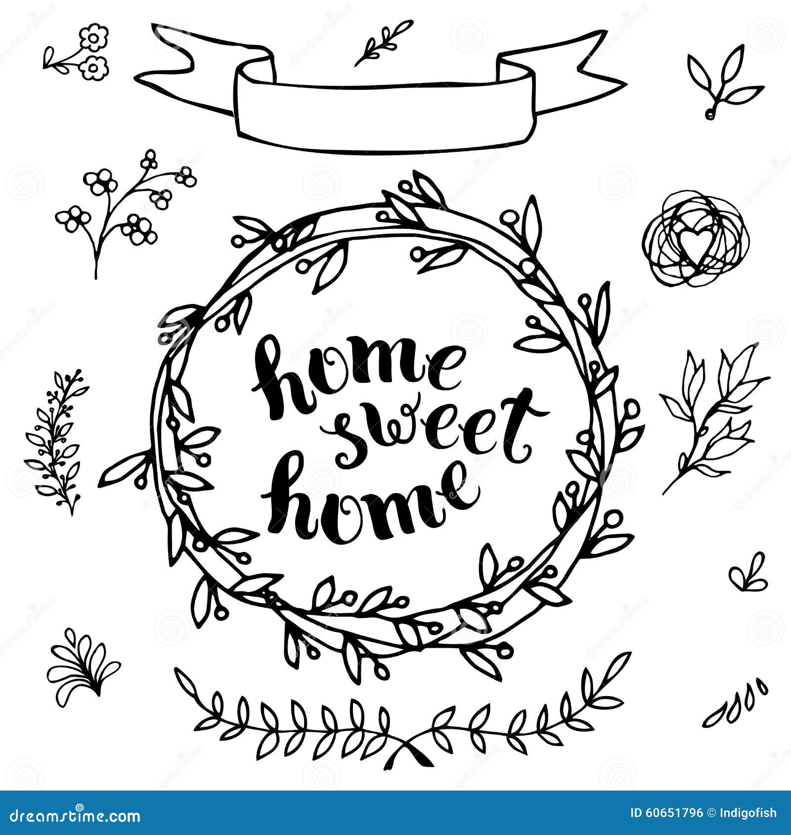 Home Sweet Home, Handmade Calligraphy. Stock Vector - Illustration of ...