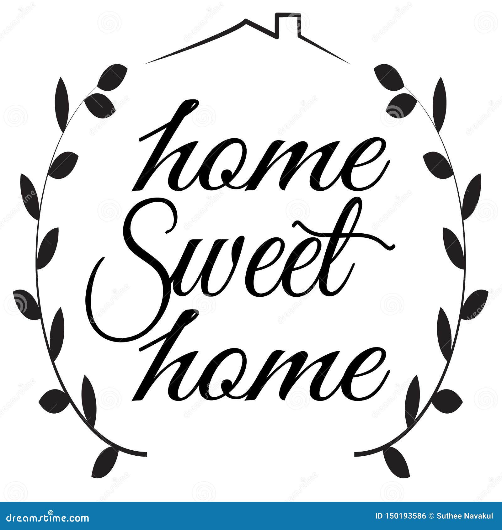 Home Sweet Home Sign on White Background. Flat Style. Home Decor ...