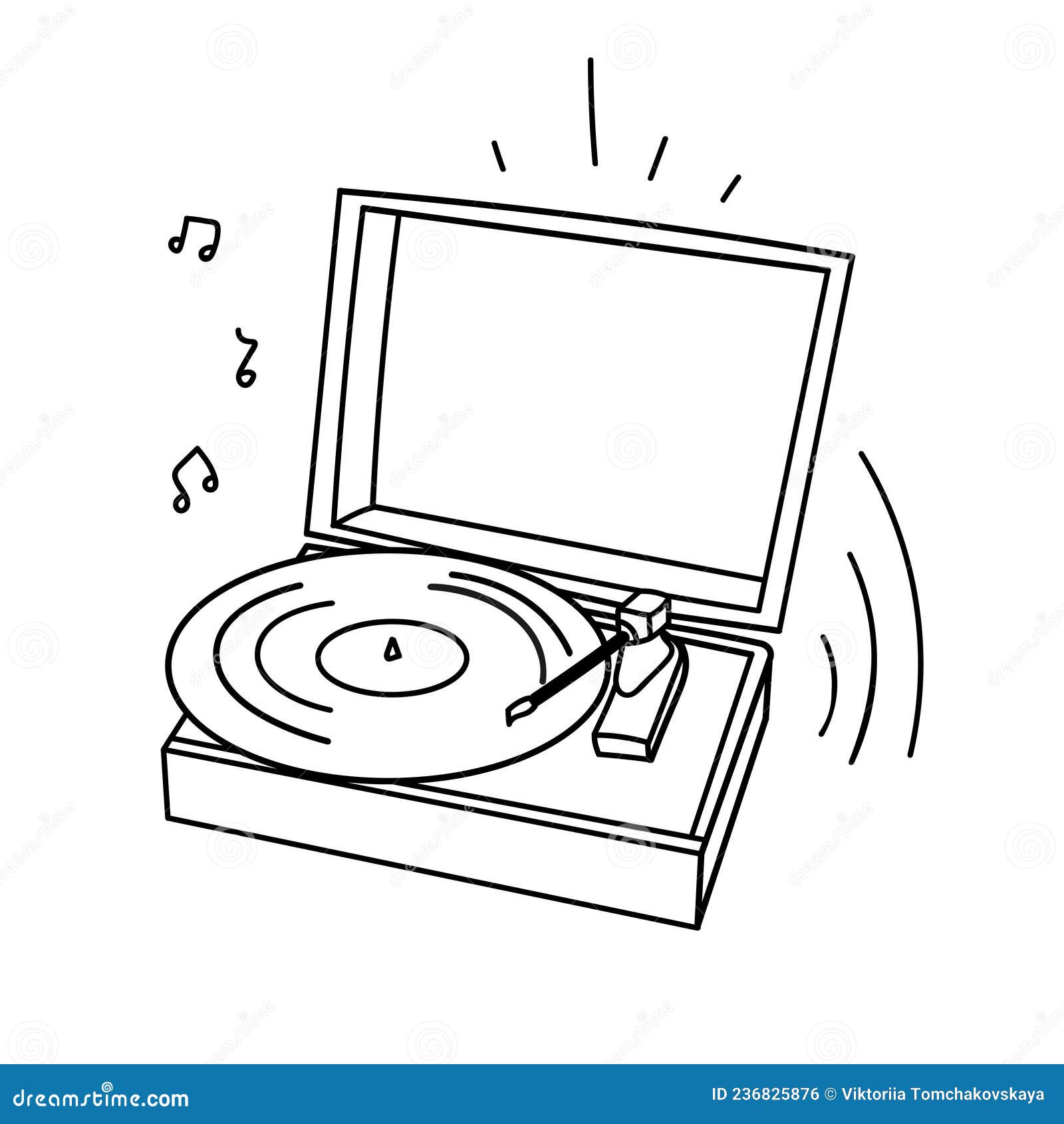 Home Turntable Record Player. Vinyl Turntable, Gramophone. Vector ...