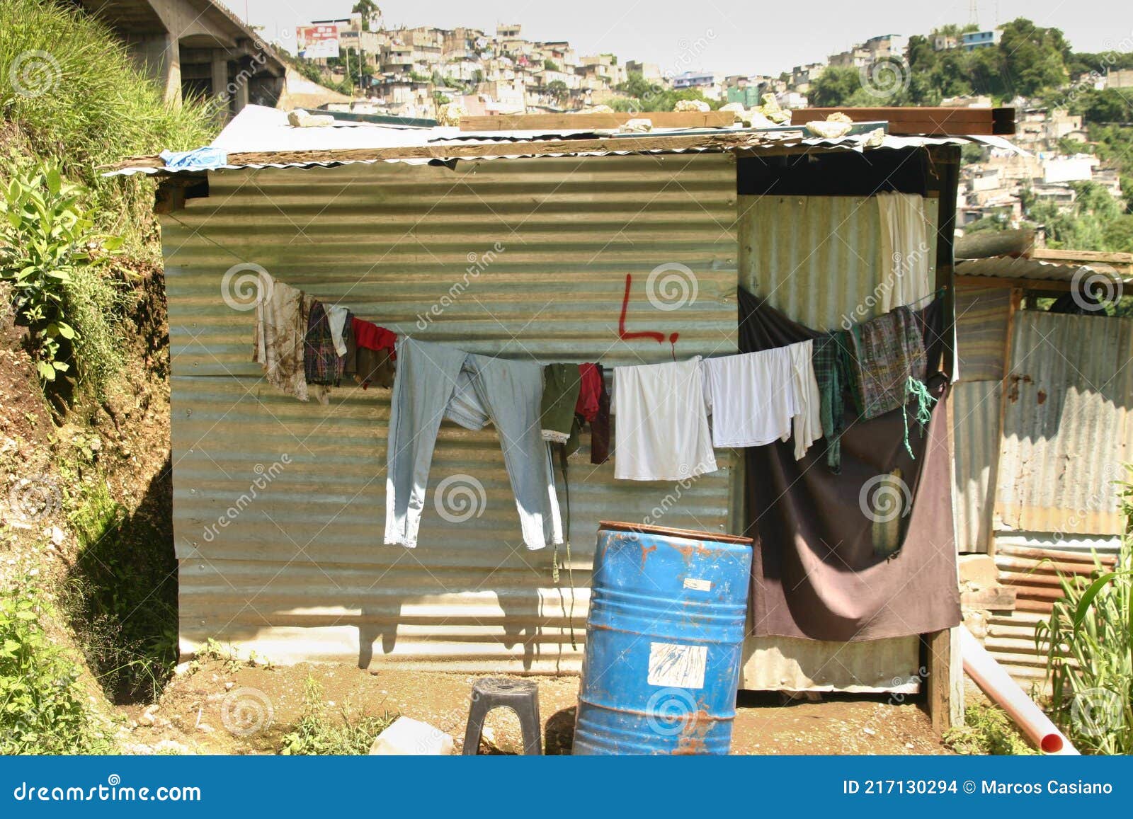 the poor homes  near the incienso bridge in guatemala city.