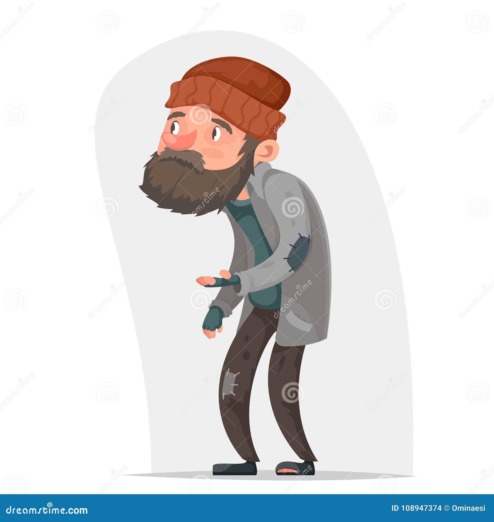 Homeless Man Character Cartoon Vector | CartoonDealer.com #87836767