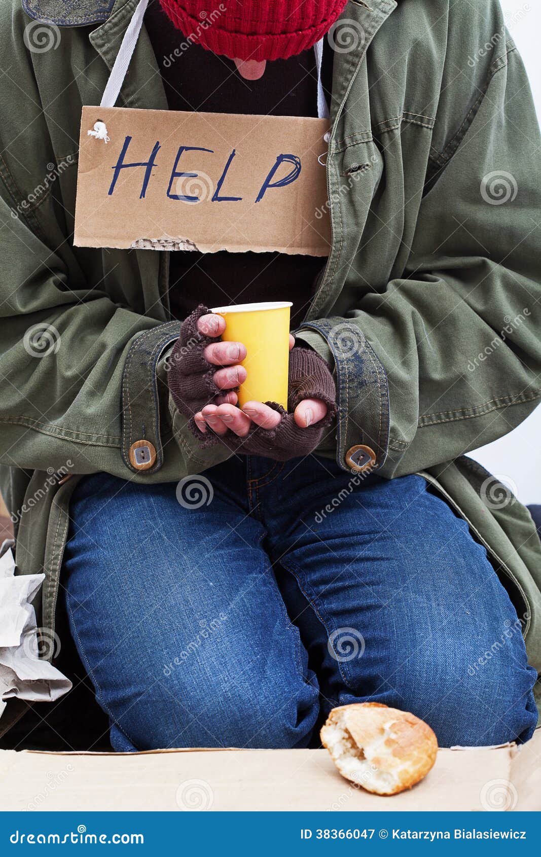 Homeless with a cup of tea stock image. Image of cold 38366047