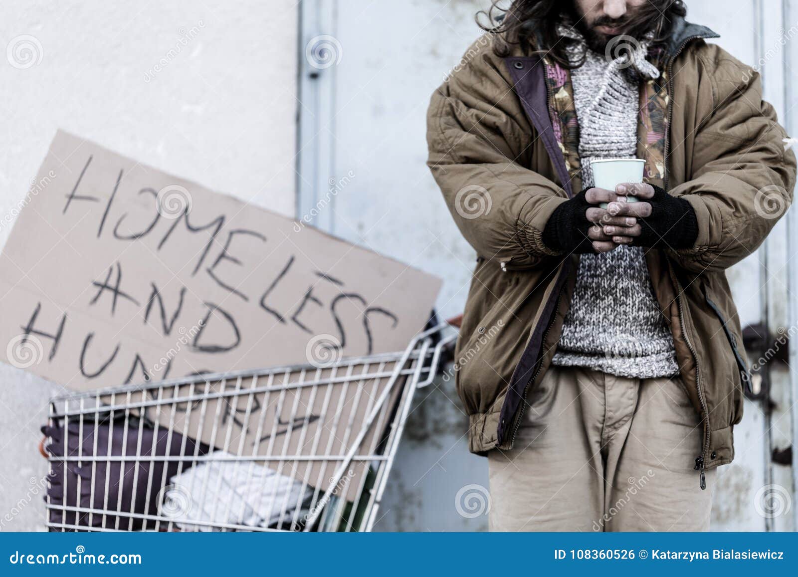 homeless and hungry vagrant