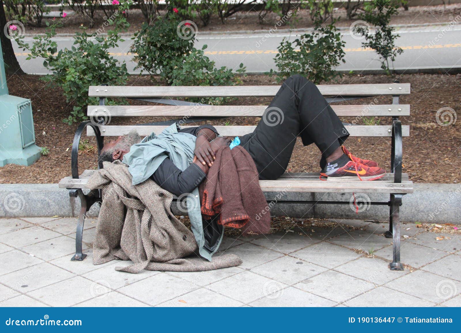 Homeless Man on Bench in Nyc Editorial Photography Image of woman, male 190136447