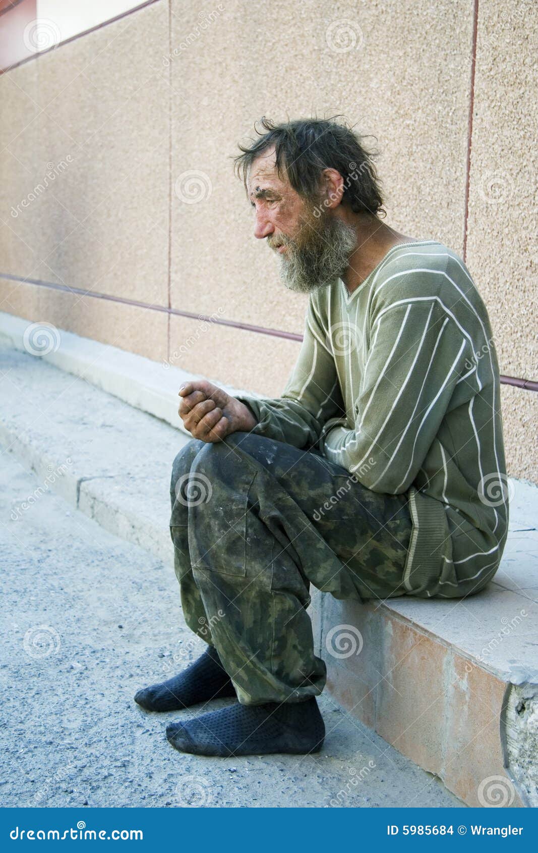 Sad Homeless Man in Depression Stock Photo - Image of alcoholic, hungry