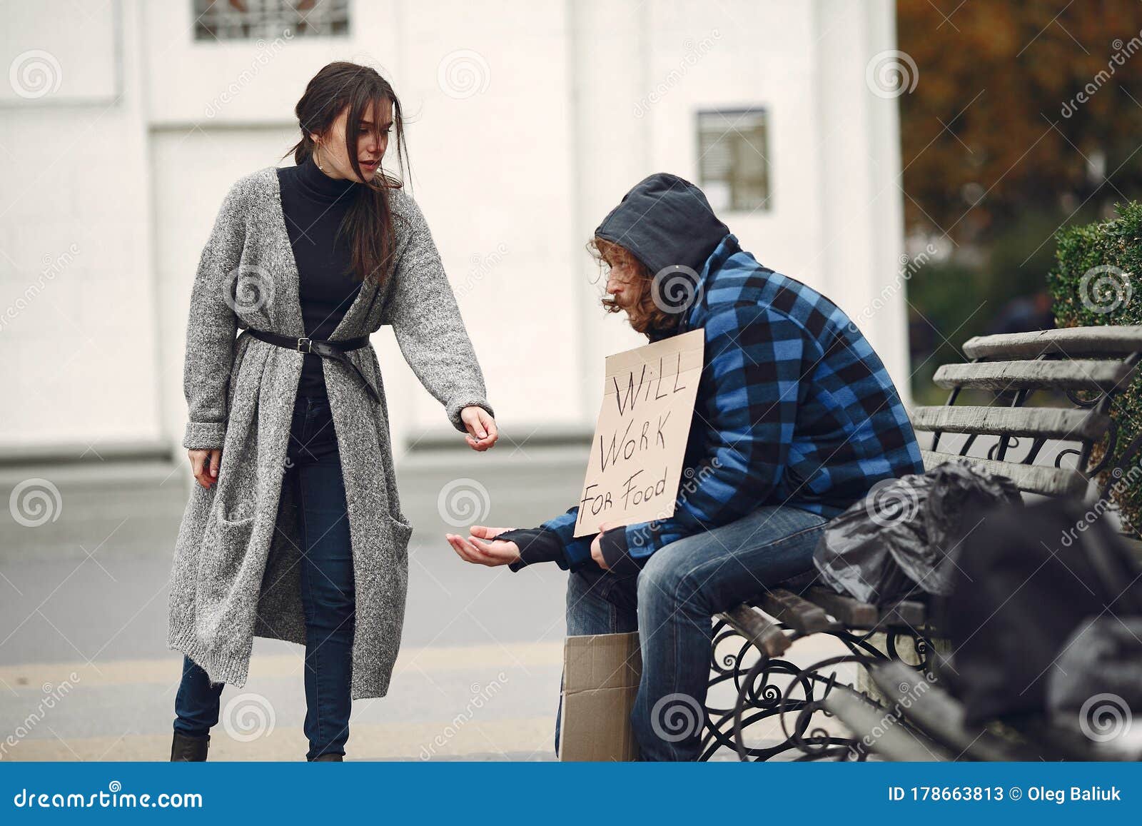 Homeless Man in a Durty Clothes Autumn City Stock Image - Image of hood ...