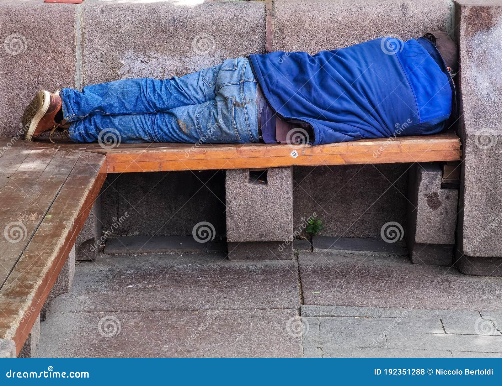 Homeless Man Sleeping Rough On A Park Bench Stock Photo Image Of