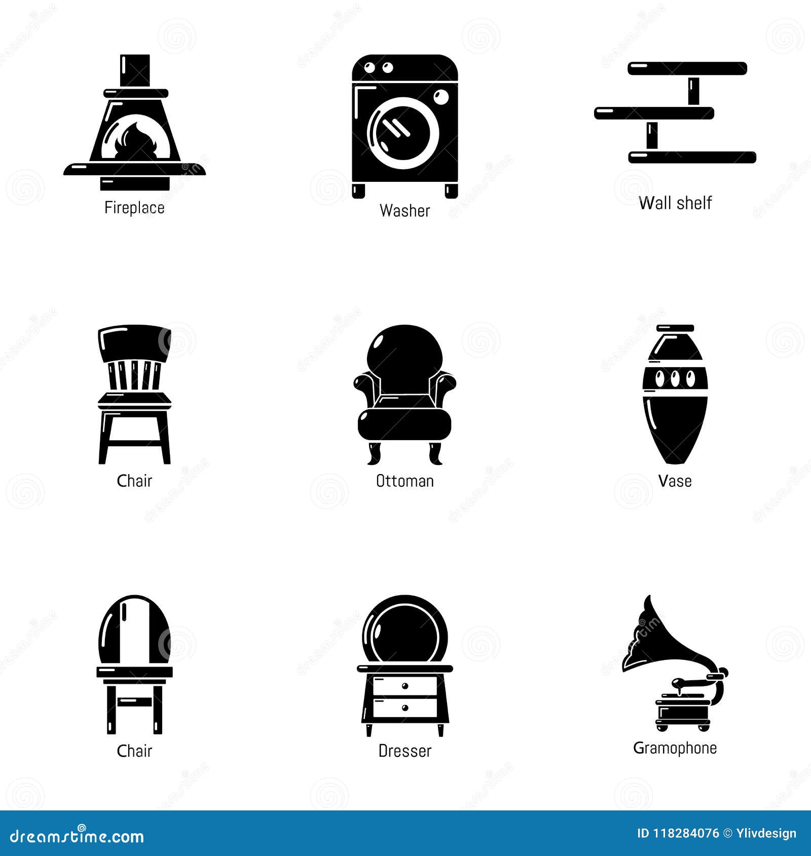homelike atmosphere icons set, simple style