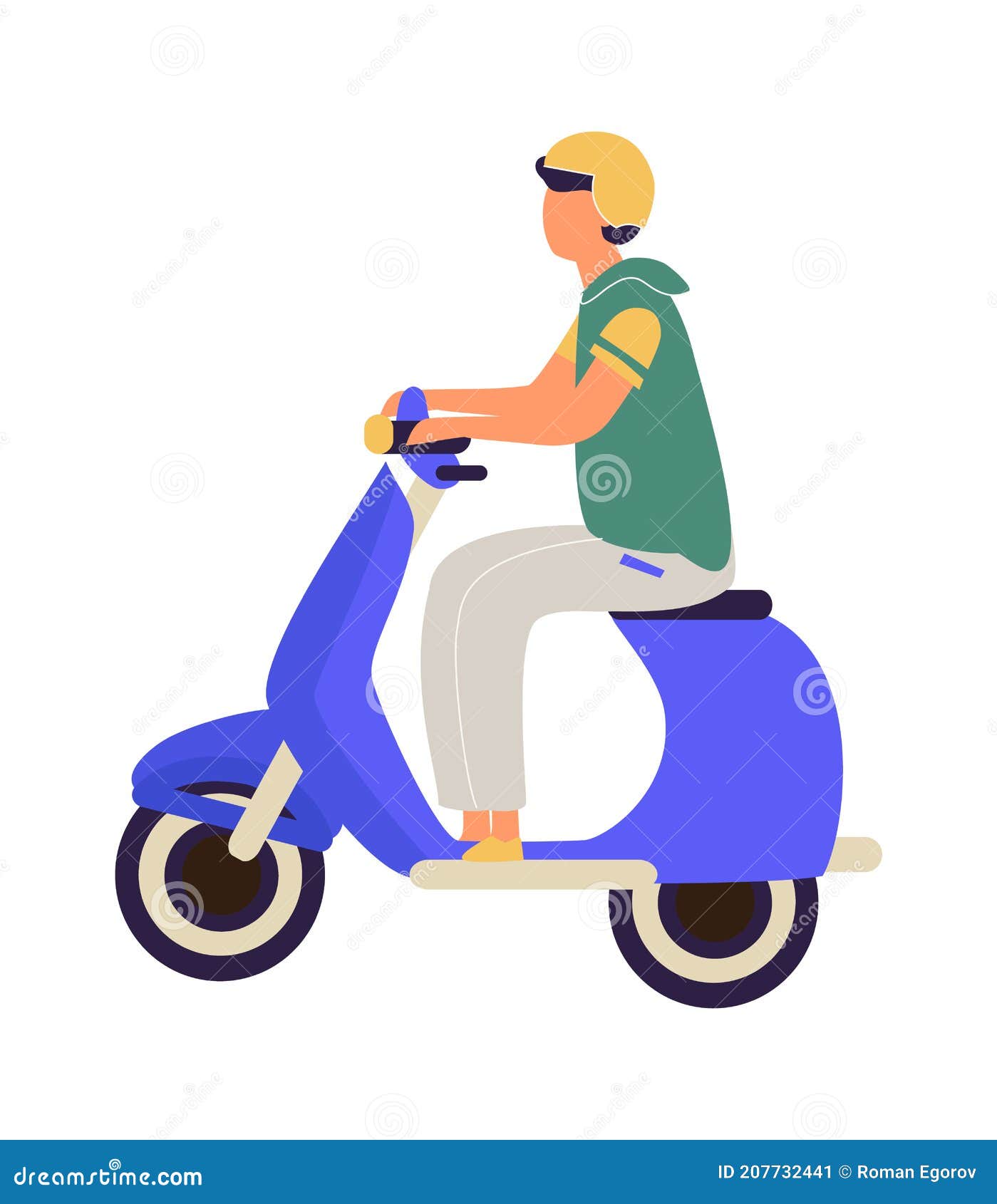 único motociclista de desenho de linha usando capacete, andando de moto na  estrada de asfalto. jovem